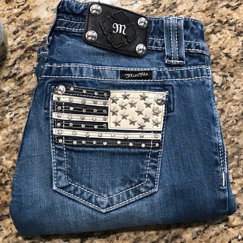 MISS ME RARE AMERICAN FLAG JEANS SIZE 27 - Picture 4 of 11